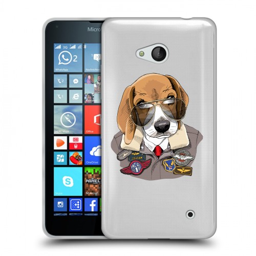 Полупрозрачный дизайнерский пластиковый чехол для Microsoft Lumia 640 Прозрачные собаки