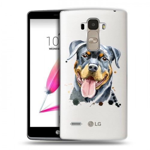 Полупрозрачный дизайнерский силиконовый чехол для LG G4 Stylus Прозрачные собаки