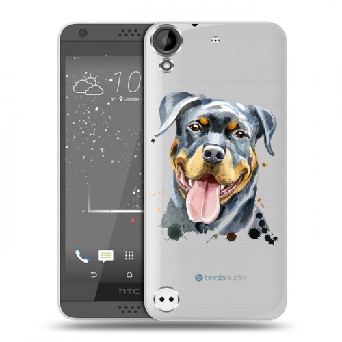 Полупрозрачный дизайнерский пластиковый чехол для HTC Desire 530 Прозрачные собаки