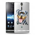 Полупрозрачный дизайнерский пластиковый чехол для Sony Xperia S Прозрачные собаки