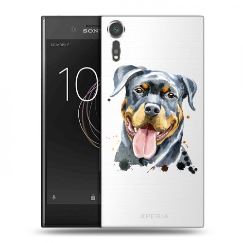 Полупрозрачный дизайнерский пластиковый чехол для Sony Xperia XZs Прозрачные собаки