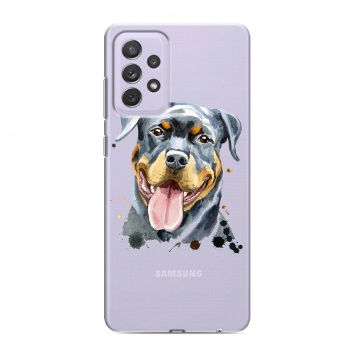 Полупрозрачный дизайнерский пластиковый чехол для Samsung Galaxy A72 Прозрачные собаки
