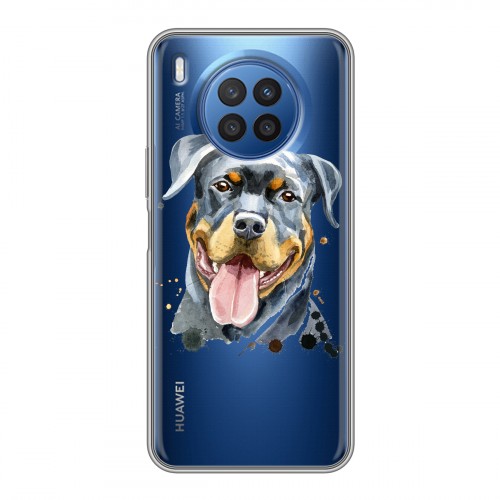 Полупрозрачный дизайнерский силиконовый с усиленными углами чехол для Huawei Nova 8i Прозрачные собаки