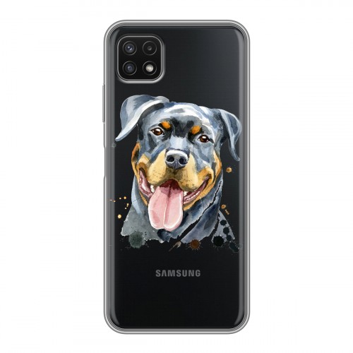 Полупрозрачный дизайнерский силиконовый с усиленными углами чехол для Samsung Galaxy A22s 5G Прозрачные собаки