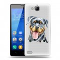 Полупрозрачный дизайнерский пластиковый чехол для Huawei Honor 3c Прозрачные собаки