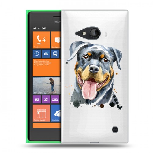 Полупрозрачный дизайнерский пластиковый чехол для Nokia Lumia 730/735 Прозрачные собаки