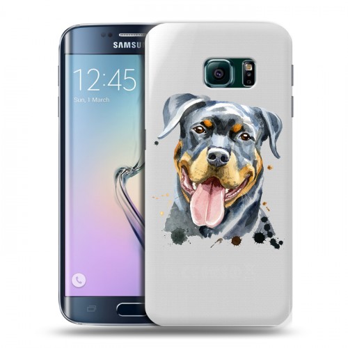 Полупрозрачный дизайнерский пластиковый чехол для Samsung Galaxy S6 Edge Прозрачные собаки