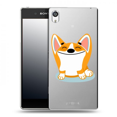 Полупрозрачный дизайнерский пластиковый чехол для Sony Xperia E5 Прозрачные собаки