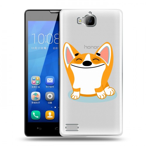 Полупрозрачный дизайнерский пластиковый чехол для Huawei Honor 3c Прозрачные собаки