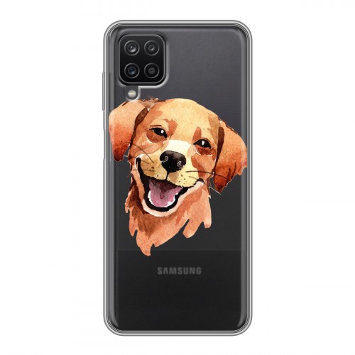 Полупрозрачный дизайнерский силиконовый чехол для Samsung Galaxy A12 Прозрачные собаки