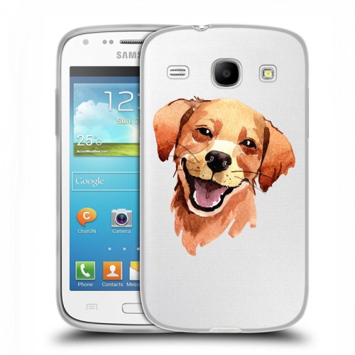 Полупрозрачный дизайнерский силиконовый чехол для Samsung Galaxy Core Прозрачные собаки