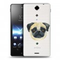 Полупрозрачный дизайнерский пластиковый чехол для Sony Xperia TX Прозрачные собаки