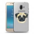 Полупрозрачный дизайнерский пластиковый чехол для Samsung Galaxy J2 (2018) Прозрачные собаки