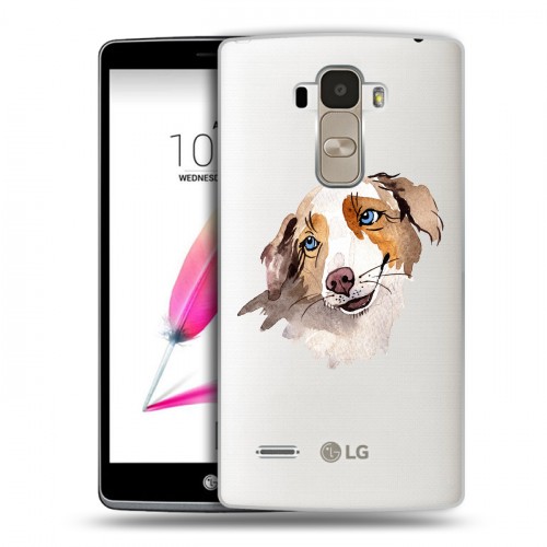 Полупрозрачный дизайнерский силиконовый чехол для LG G4 Stylus Прозрачные собаки