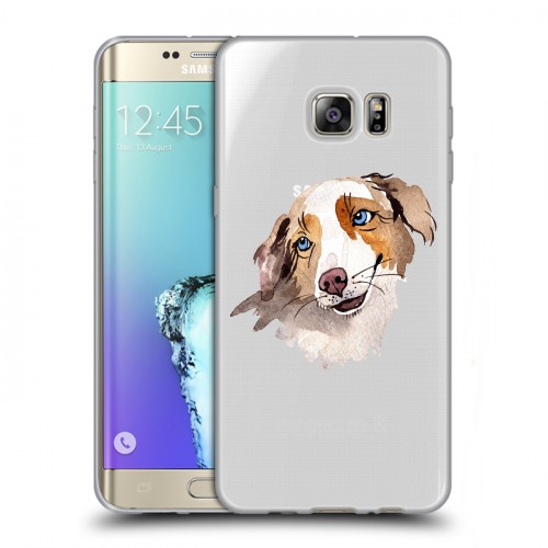Полупрозрачный дизайнерский пластиковый чехол для Samsung Galaxy S6 Edge Plus Прозрачные собаки
