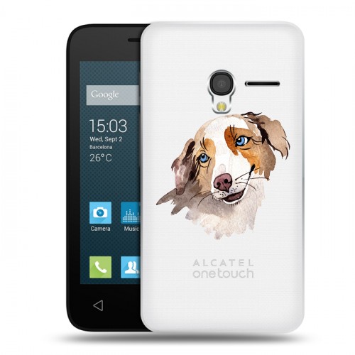 Полупрозрачный дизайнерский пластиковый чехол для Alcatel One Touch Pixi 3 (4.0) Прозрачные собаки