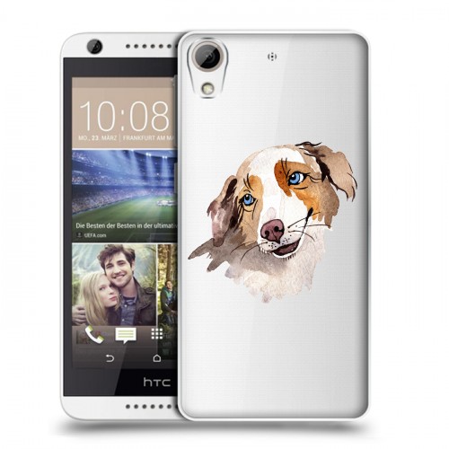 Полупрозрачный дизайнерский пластиковый чехол для HTC Desire 626 Прозрачные собаки