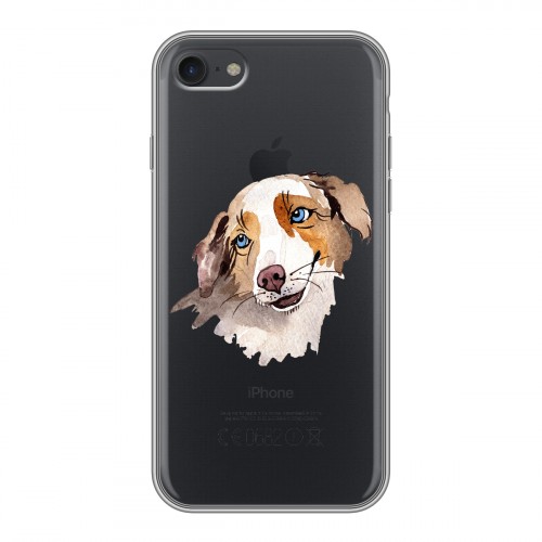 Полупрозрачный дизайнерский силиконовый с усиленными углами чехол для Iphone 7 Прозрачные собаки
