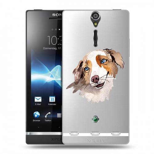 Полупрозрачный дизайнерский пластиковый чехол для Sony Xperia S Прозрачные собаки