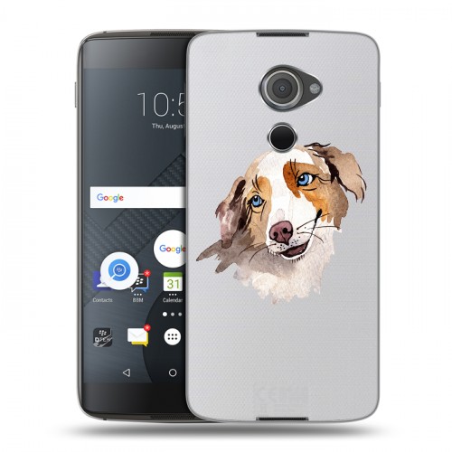 Полупрозрачный дизайнерский пластиковый чехол для Blackberry DTEK60 Прозрачные собаки