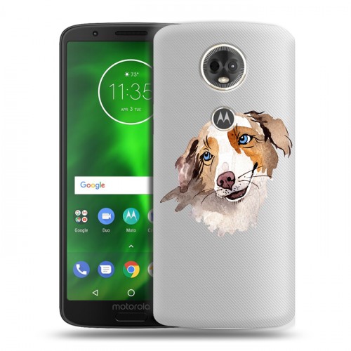 Полупрозрачный дизайнерский пластиковый чехол для Motorola Moto E5 Plus Прозрачные собаки