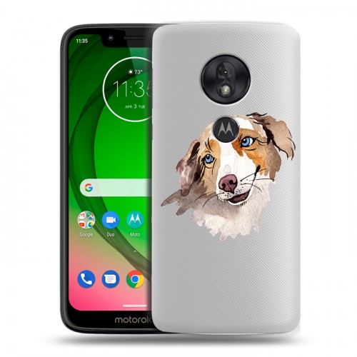 Полупрозрачный дизайнерский пластиковый чехол для Motorola Moto G7 Play Прозрачные собаки