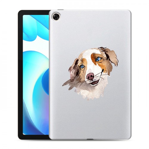 Полупрозрачный дизайнерский силиконовый с усиленными углами чехол для Realme Pad Прозрачные собаки