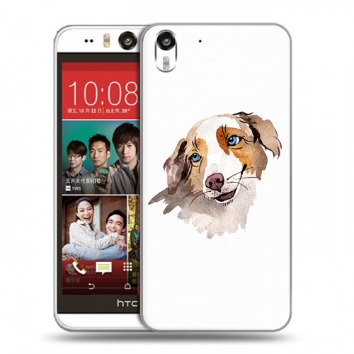 Полупрозрачный дизайнерский силиконовый чехол для HTC Desire Eye Прозрачные собаки