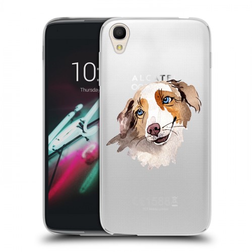 Полупрозрачный дизайнерский пластиковый чехол для Alcatel One Touch Idol 3 (4.7) Прозрачные собаки