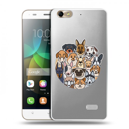 Полупрозрачный дизайнерский пластиковый чехол для Huawei Honor 4C Прозрачные собаки
