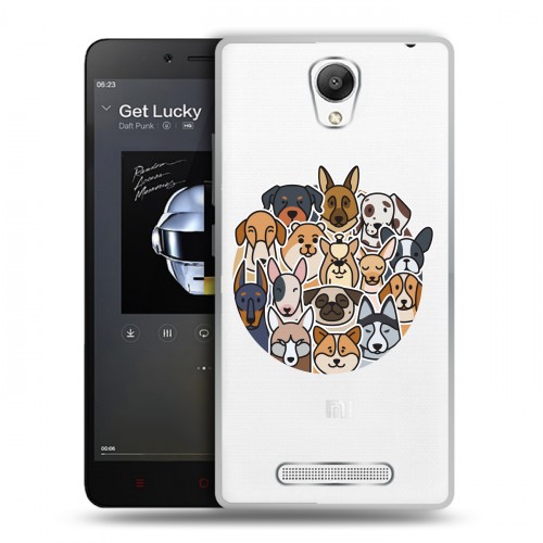 Полупрозрачный дизайнерский пластиковый чехол для Xiaomi RedMi Note 2 Прозрачные собаки