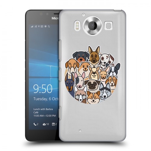 Полупрозрачный дизайнерский пластиковый чехол для Microsoft Lumia 950 Прозрачные собаки