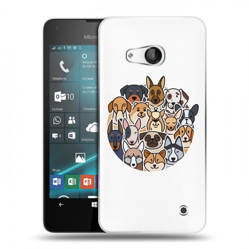 Полупрозрачный дизайнерский пластиковый чехол для Microsoft Lumia 550 Прозрачные собаки