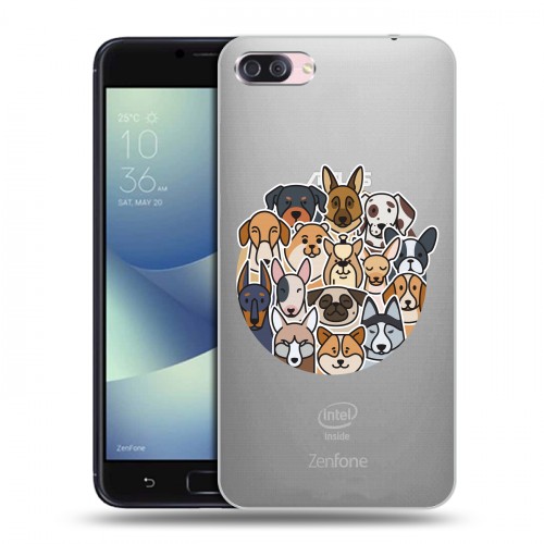 Полупрозрачный дизайнерский пластиковый чехол для Asus ZenFone 4 Max Прозрачные собаки