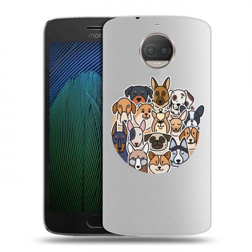 Полупрозрачный дизайнерский пластиковый чехол для Motorola Moto G5s Plus Прозрачные собаки