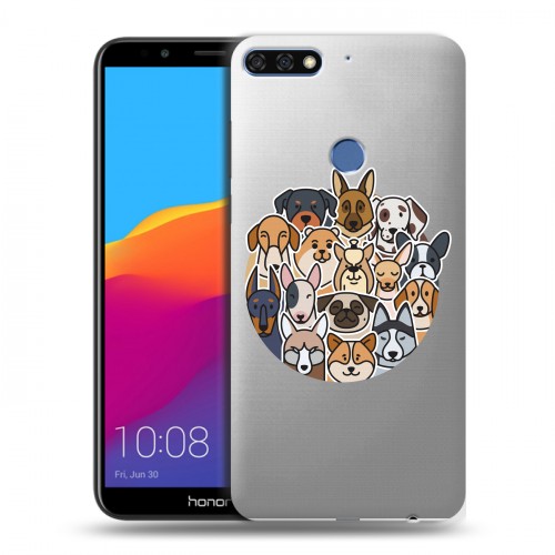 Полупрозрачный дизайнерский пластиковый чехол для Huawei Honor 7C Pro Прозрачные собаки