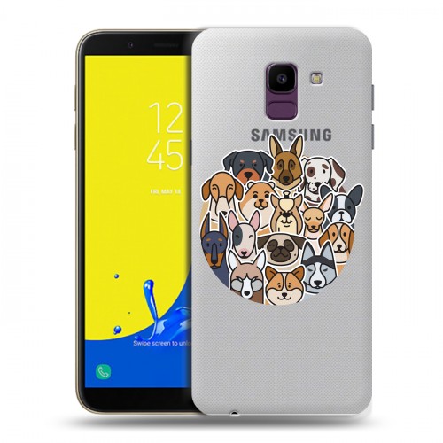 Полупрозрачный дизайнерский пластиковый чехол для Samsung Galaxy J6 Прозрачные собаки
