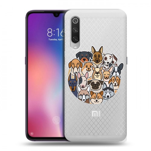 Полупрозрачный дизайнерский силиконовый с усиленными углами чехол для Xiaomi Mi9 Прозрачные собаки