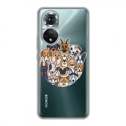 Полупрозрачный дизайнерский силиконовый чехол для Huawei Honor 50 Прозрачные собаки