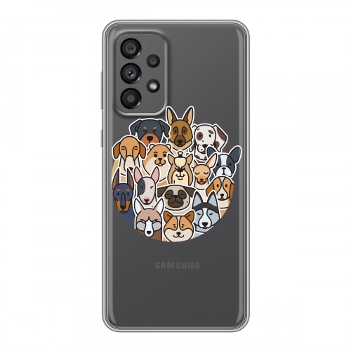 Полупрозрачный дизайнерский пластиковый чехол для Samsung Galaxy A73 5G Прозрачные собаки