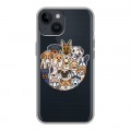 Полупрозрачный дизайнерский пластиковый чехол для Iphone 14 Прозрачные собаки
