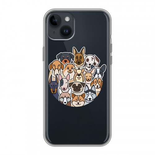 Полупрозрачный дизайнерский пластиковый чехол для Iphone 14 Plus Прозрачные собаки