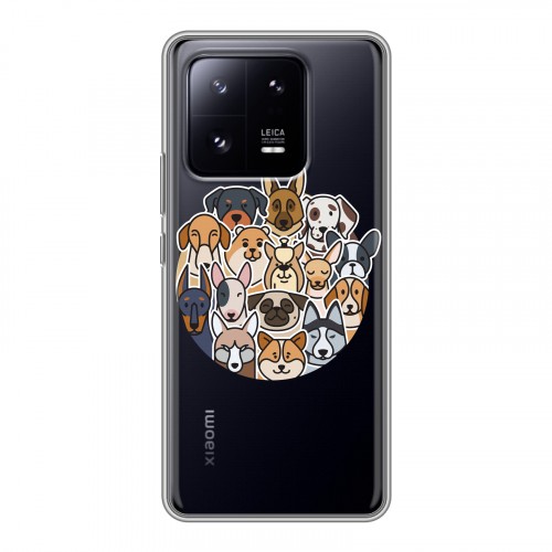Полупрозрачный дизайнерский силиконовый чехол для Xiaomi 13 Pro Прозрачные собаки