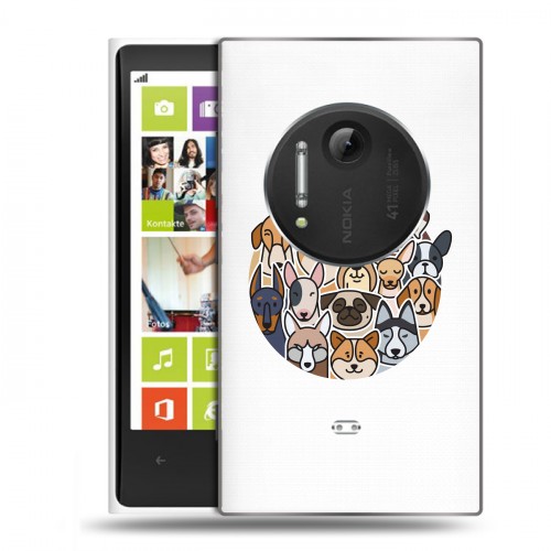 Полупрозрачный дизайнерский пластиковый чехол для Nokia Lumia 1020 Прозрачные собаки