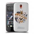 Полупрозрачный дизайнерский пластиковый чехол для HTC Desire 500 Прозрачные собаки