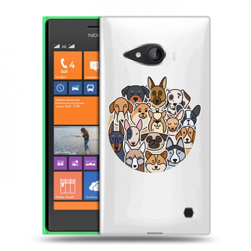 Полупрозрачный дизайнерский пластиковый чехол для Nokia Lumia 730/735 Прозрачные собаки