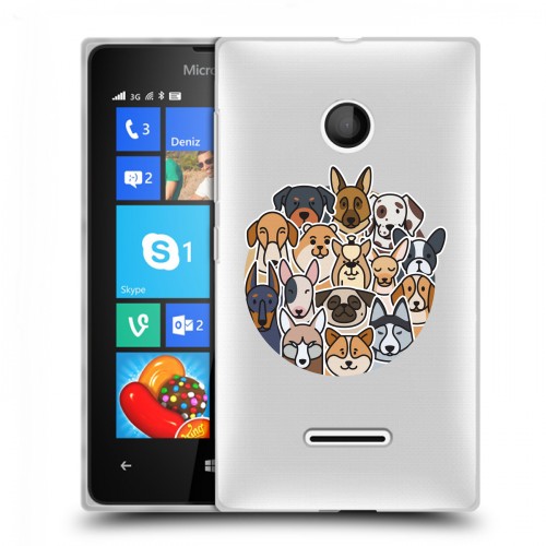 Полупрозрачный дизайнерский пластиковый чехол для Microsoft Lumia 435 Прозрачные собаки