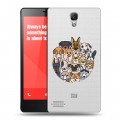 Полупрозрачный дизайнерский силиконовый чехол для Xiaomi RedMi Note Прозрачные собаки