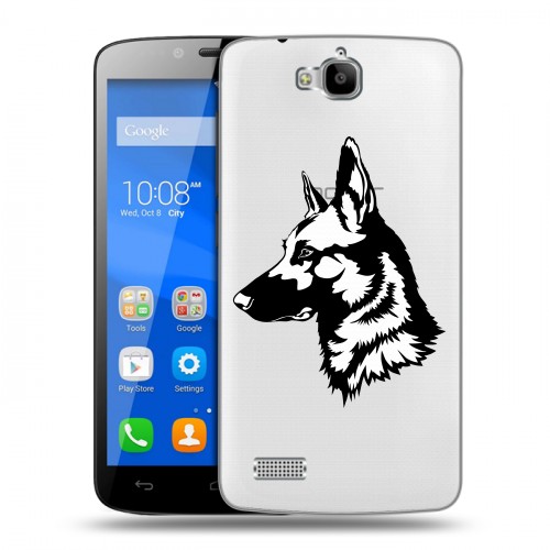 Полупрозрачный дизайнерский пластиковый чехол для Huawei Honor 3C Lite Прозрачные собаки