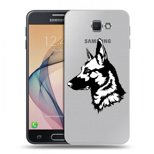 Полупрозрачный дизайнерский пластиковый чехол для Samsung Galaxy J5 Prime Прозрачные собаки